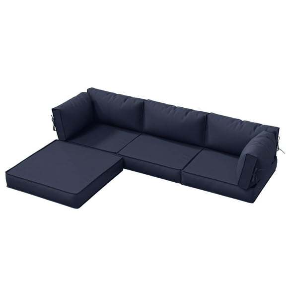 Kimunuk 9 Pcs Outdoor Patio Replacement Cushions,Waterproof Cushions for 4-Seat Outdoor Sectional Sofa Couch, Navy