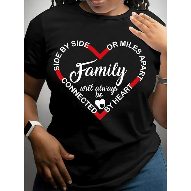 Camiseta de cuello redondo con estampado de letras familiares, camiseta informal de manga corta para primavera y verano, camisetas de ocio