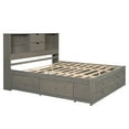 thumbnail image 5 of Harper & Bright Designs King Size Bed Frame with Storage Headboard and 8 Drawers, Solid Wood Platform Bed with Storage Shelves, Gray, 5 of 10
