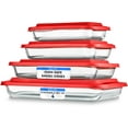 thumbnail image 1 of Rectangular Glass Bakeware Set - 4 Sets of High Borosilicate with PE Lid, Heat-Resistant, Non-Slip Design, Convenient to Use & Easy to Clean, Elegant Design, Color Red- SL4PBK10, 1 of 7