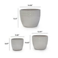 thumbnail image 3 of CQSXDA 3-Pack Ancient White Ceramic Planters, 15" 12" 9" Modern Indoor Outdoor Flower Pot w/Drainage, 3 of 11