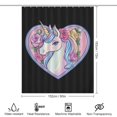 thumbnail image 2 of Cortina de ducha impermeable con forma de corazón de unicornio mágico y rosa, ligera y lavable a máquina, para decoración de baño, 152 x 183 cm, 2 of 8