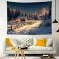 thumbnail image 2 of Snow Forest Tapestry Christmas Tree with Blue Ball Wall Hanging Tapestry Red Curtain Wood Window Tapestries for Living Room Bedroom Dorm Wall Decor, 2 of 4