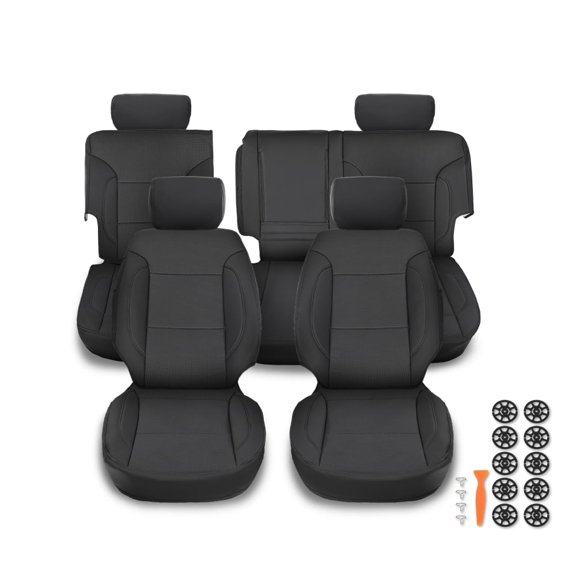 16Pcs Seat Covers Full Set Kit Fit For 2014-2018 Chevy Silverado Crew Cab LT