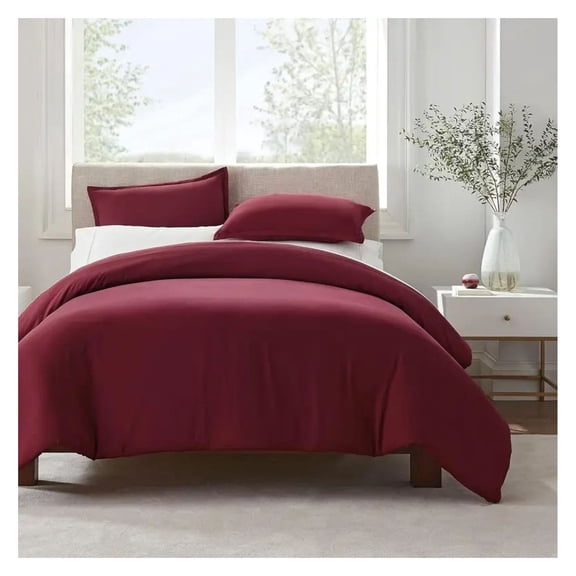 Simply Clean Duvet Cover King Size - 100% Cotton Solid Color - 3 Piece Set - Soft & Breathable - Bedding Cover for Bedroom - Grey