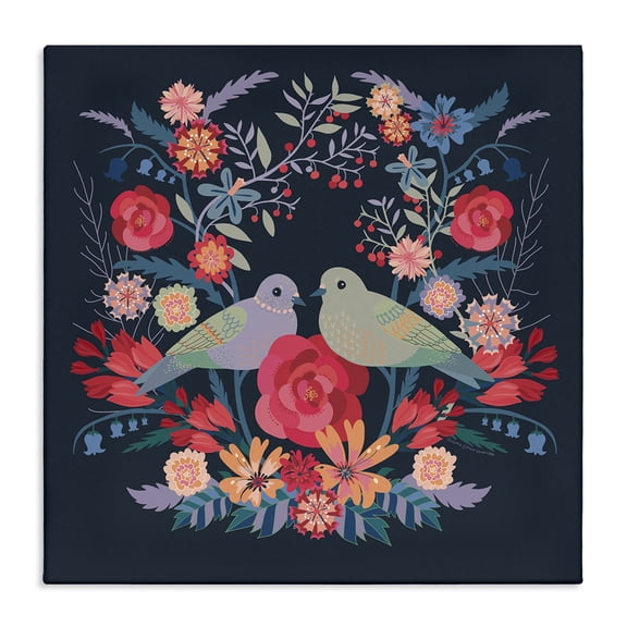Stupell Industries Eclectic Symmetrical Birds & Flowers Canvas Art, 17 x 17, by Verbrugge Watercolor
