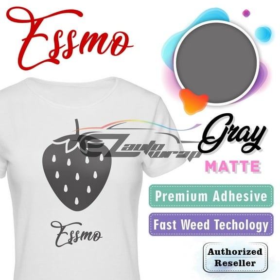 ESSMO Gray Matte Solid Heat Transfer Vinyl HTV Sheet T-Shirt 20" Wide Iron On Heat Press DP16 20"x12"