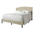 thumbnail image 2 of Castle Place Button Tufted Linen Upholstered Platform Bed, Beige, Full, 2 of 6