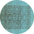 thumbnail image 1 of Ahgly Company Indoor Round Oriental Light Blue Traditional Area Rugs, 8' Round, 1 of 4