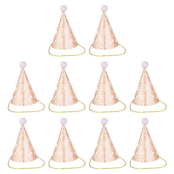OFFIGAM 10Pcs Paper Birthday Party Hat with Golden Sequin Design