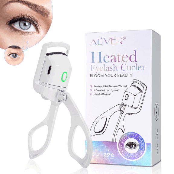 Heated Eyelash Curler, Fast Heating Lash Curler, Safe Anti-Burn Lash Curler, Intelligent Temp Control, for 24H Long Lasting Curls - White