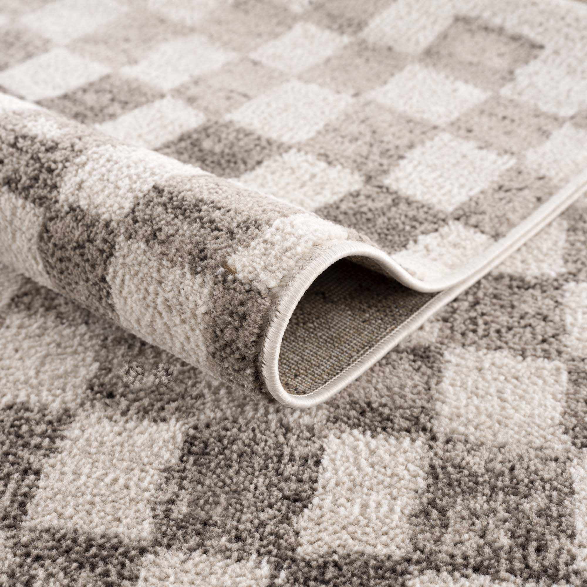 BoutiqueRugs Benjy Modern Checkered Extra Large Area Rug - Contemporary Geometric Carpet for Living Room, Bedroom, Kids Room, Nursery - Cream, Beige, Tan - 8'10" x 12' (9x12)