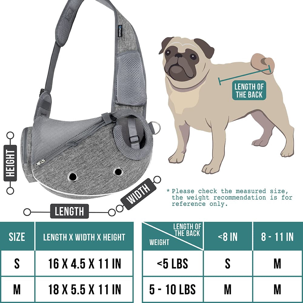 Dog Sling Carrier For Small Dogs  Puppy Purse Bags Traveling Carrying Bag To Wear Medium Cat Adjustable Crossbody Pet Travel Poop Dispenser Max 5 Lbs Gray