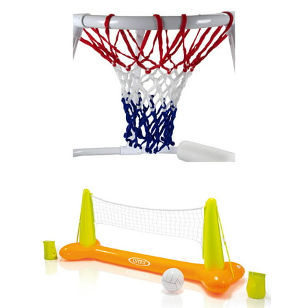 Swimline Super Hoops Floating Pool Basketball Game + Volleyball Game with