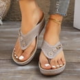 thumbnail image 3 of Xugsiok Wedge Sandals for Women Spring Summer Fashion Casual Solid Color Beach Flip Flops with Metal Buckle, 3 of 7