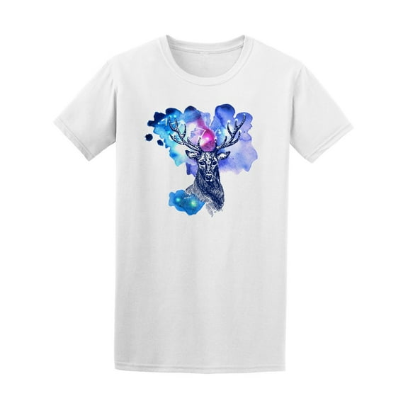 Watercolor Space Deer Men's Tee - Image by Shutterstock