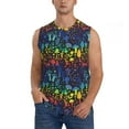 thumbnail image 3 of Uemuo Magical Mushrooms and Flowers Pattern Men's Sleeveless T-Shirt,Muscle Athletic Tank Top, Moisture-wicking Quick-dry Breathable Classic Tee Top for Gym Run Outdoor Sports-XX-Large, 3 of 8