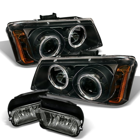 AKKON - For 2003-2006 Chevy Silverado Avalanche LED Projector Headlights LED Bumper Lamps Smoke Lens Fog Lights