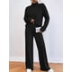 thumbnail image 4 of Conjuntos de 2 Piezas para Mujer para Otoño: Suéter de Punto de Viaje, Pantalones Anchos y Chándal para Estar en Casa. Negro XL, 4 of 7