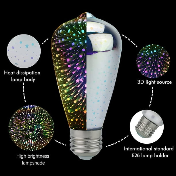 Labymos Firework Light Bulbs Decorative 3D LED Bulb 4W Stained