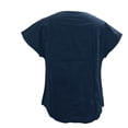 thumbnail image 6 of Htigea Women's Short Sleeve Shirts Cotton Linen Summer Tees Elegant Knot Neckline Work Office Daily Tops Navy L, 6 of 6
