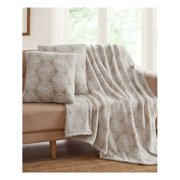 INFINITY HOME Beige Patterned 50 X 60 Throw Set