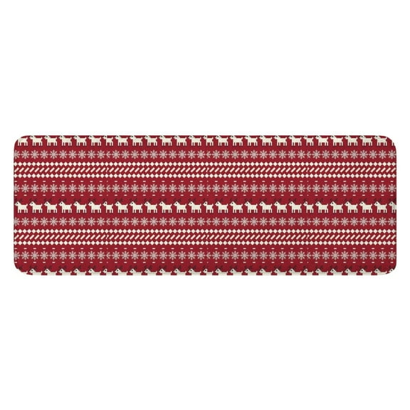 Red Christmas Folk Pattern Kitchen Rug Mat,Kitchen Runner Rugs Non Skid Washable,Decorative Kitchen Floor Mats for Kitchen,Sink,Laundry,17"x47.2"