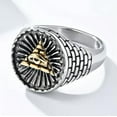 thumbnail image 2 of QQTDFG Men Vintage Signet Ring Stainless Steel Illuminati Triangle Eye of God Gift-11-Silver Gold, 2 of 7