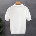thumbnail image 3 of MIXUE Shirts For Men Summer Knitted Solid Color Lapel Short Sleeve Loose Pullover Tops Tee Shirts Daily-Wear,White,XXL, 3 of 7