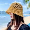thumbnail image 3 of CoCopeaunts Womens Woven Sun Hats Floppy Wide Brim Bucket Hat Hollow Breathable Foldable Summer Beach Cap Straw Hat, 3 of 7