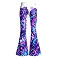 thumbnail image 5 of YAYUBA Girl's Flare Pants High Waist Bell Bottom Pants Bootcut Casual Pants Kids Print Stretch Hippie Pants 5-6 Years Purple, 5 of 5
