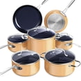 thumbnail image 1 of Nuwave Healthy Duralon Blue - Juego de utensilios de cocina antiadherentes de cerámica, con infusión de diamante, resistente a los arañazos, sin PFAS, apto para lavavajillas y horno, listo para inducc, 1 of 5