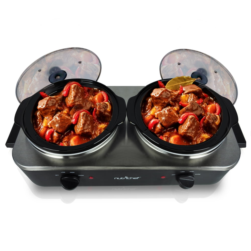Pyle Dual Pot Electric Slow Cooker Food Warmer Food Buffet Warming