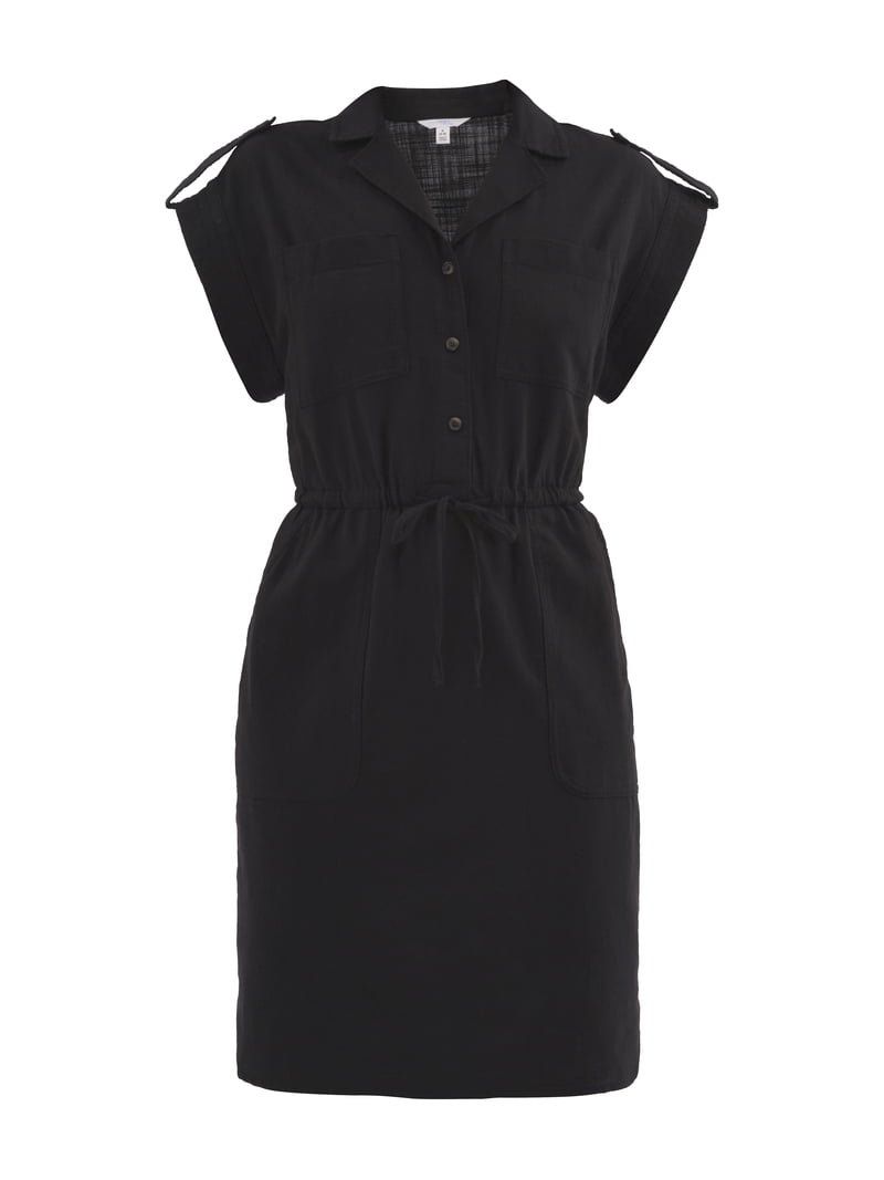 black utility shirt dress Belted Utility Shirt Dress Black