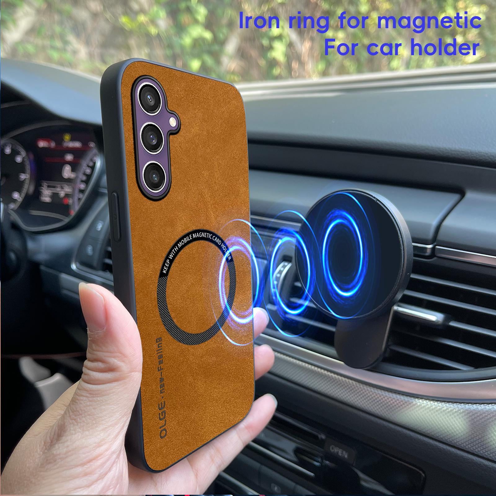 for Samsung Galaxy A17 5G Case Magnetic, Compatible with Magsafe & Car Mount Slim Fit Shockproof Anti-Scratch Bumper Drop Protection Phone Case for Samsung Galaxy A17 5G, Brown