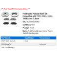 thumbnail image 2 of Front Brake Pad and Rotor Kit - Compatible with 1999 - 2003, 2006 - 2008 Acura TL Base 2000 2001 2002 2007, 2 of 2