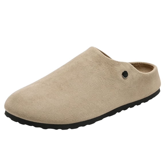 CHICVOMEY Men's Comfortable Cork Footbed Clogs Lightweight Suede Slip-On Mules Non-Slip Casual Breathable House Shoes for Daily Walking Indoor & Outdoor Wear