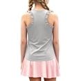 thumbnail image 3 of KHONTS Girls Summer Workout Tank Tops Ruffle Sleeveless Racerback Crewneck Casual Loose Activewear White 160, 3 of 7