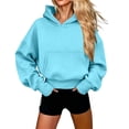 thumbnail image 2 of Neewe Women's Oversized Casual Pullover Long Sleeve Hem Drawstring Hoodies Dress With Kangaroo Pocket, 2 of 5