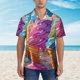 thumbnail image 2 of Balery Rainbow Melting Ice Cream Camisas hawaianas de manga corta para hombre, camisas playeras de corte holgado, camisas de vacaciones con botones,XX-Large, 2 of 7