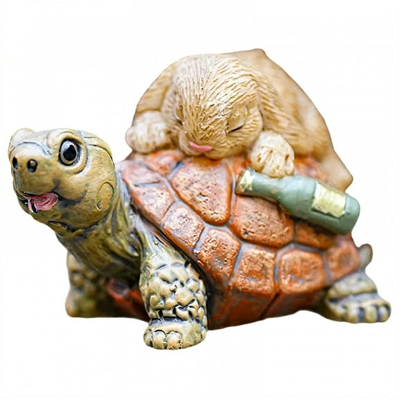 ICERUN Garden Statues,Resin Drunken Rabbit Sculpture Garden Art,Biomimetic Textures Yard Decorations Outdoor,Style1