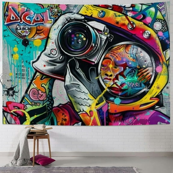 Autua Graffiti Art Tapestry Wall Hanging Unique Style for Home Wall Decor Living Room Bedroom Apartment Farmhouse Dorm - 4 Sizes Available 40x30inch