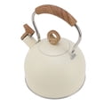 thumbnail image 2 of Tetera silbante de acero inoxidable de 2,5 litros con asa para cocina eléctrica y de gas, color beige, 2 of 14