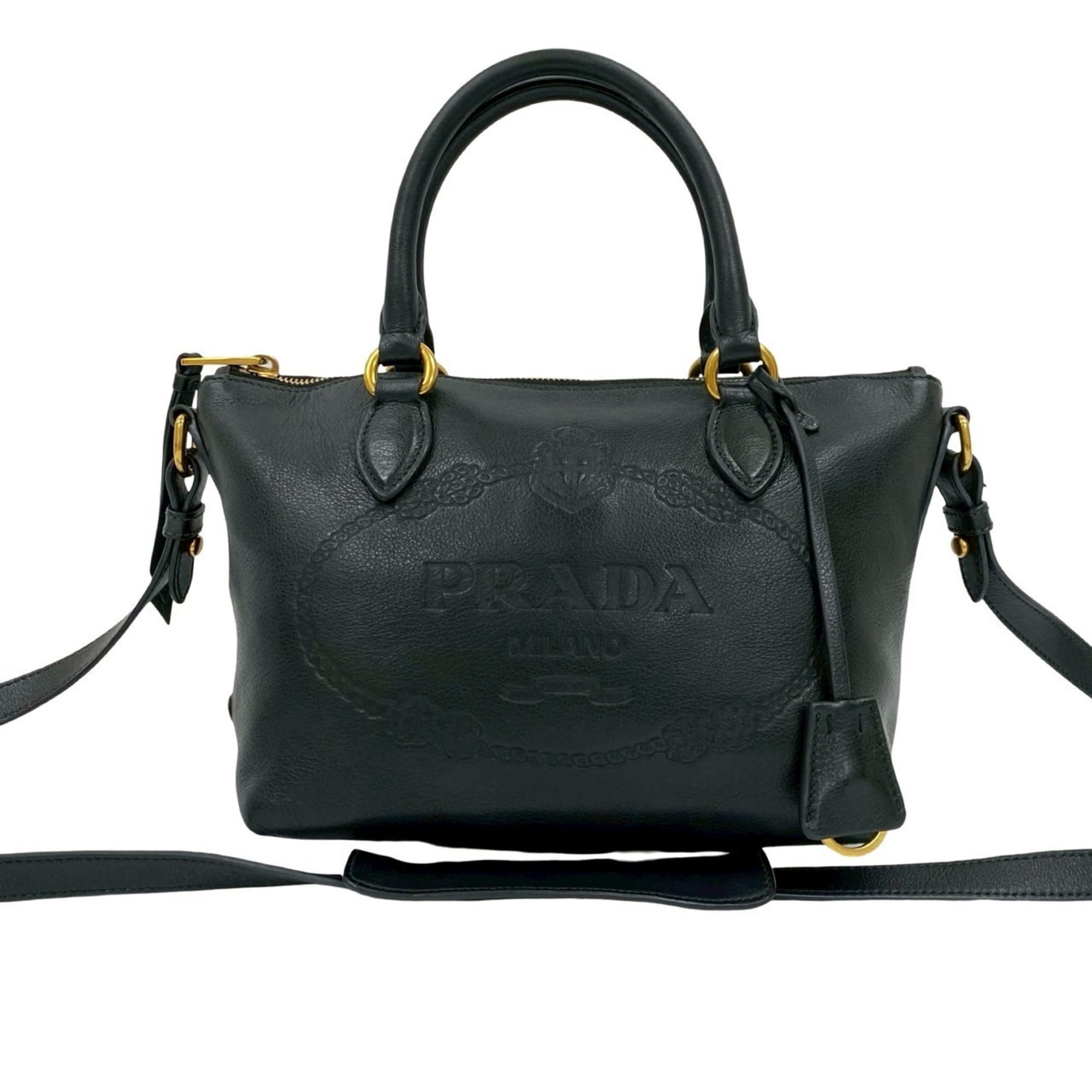 美品 PRADA ブラック ショルダーバッグ^v^- PRADA プラダ ショルダーバッグ レディース ブラック 1BC167 V B1M