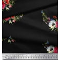 thumbnail image 2 of Soimoi Rayon Fabric Leaves & Anemone Flower Fabric Prints By Yard 42 Inch Wide, 2 of 3
