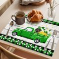 thumbnail image 3 of St. Patrick's Day Placemats Set&nbsp;of 1 Watercolor Green Hat Dog Lucky Shamrocks on Truck Wood Grain Heat Insulation Washable Place Mats, Non-Slip Table Mats for Dining Table Kitchen,13x19 Inch, 3 of 9