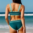 thumbnail image 5 of Women's High Waisted Bikini Sets Sporty Two Piece Swimsuits Color Block Cheeky High Cut Bathing Suits Green 2XL, 5 of 6