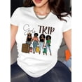thumbnail image 1 of Girl's Trip Print Crew Neck T-shirt, Casual Short Sleeve Top For Spring & Summer, Women's Clothing, 1 of 4