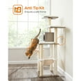 thumbnail image 2 of Feandrea WoodyWonders Cat Tree, Modern Pet Tower for Indoor Cats, 54.3-inch Multi-Level Cat Condo, Ultra-Soft Plush, Scratching Posts, Hammock, Removable, Washable Cushions, Heather Greige, 2 of 7