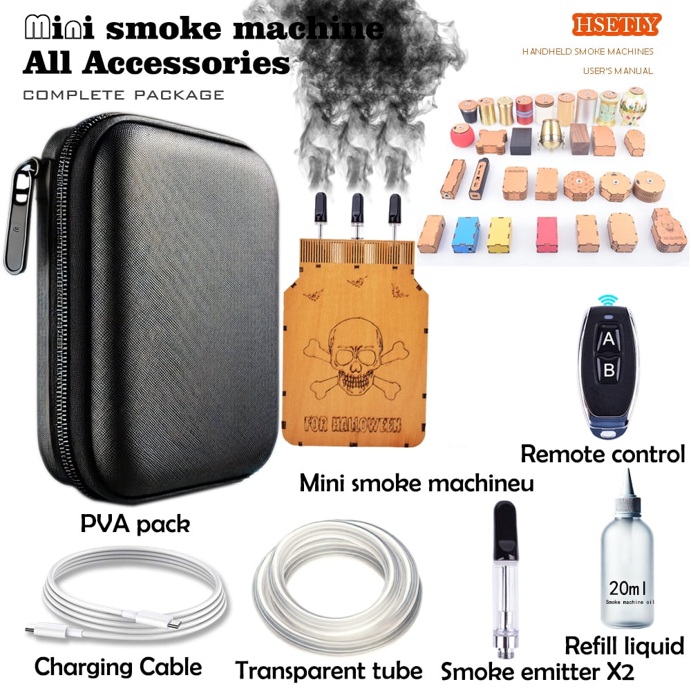 Fog Machine Halloween， Mini Handheld Wooden Smoke Machine Wireless Remote Control  Suitable for Photo Video Photography Outdoor Activities Party
